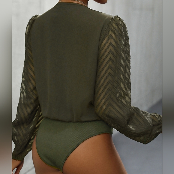 Casey Surplice Bodysuit - Green - Picture 4 of 5